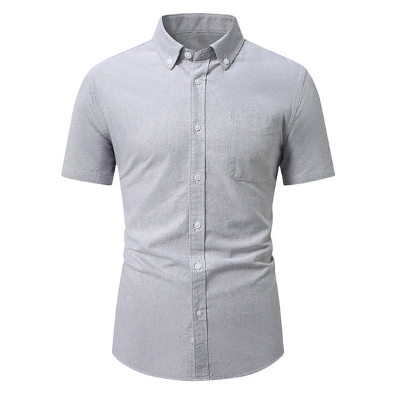 Generic Men's Short Sleeve Oxford Shirt Regular Fit Button Down Collar Shirts with Pocket