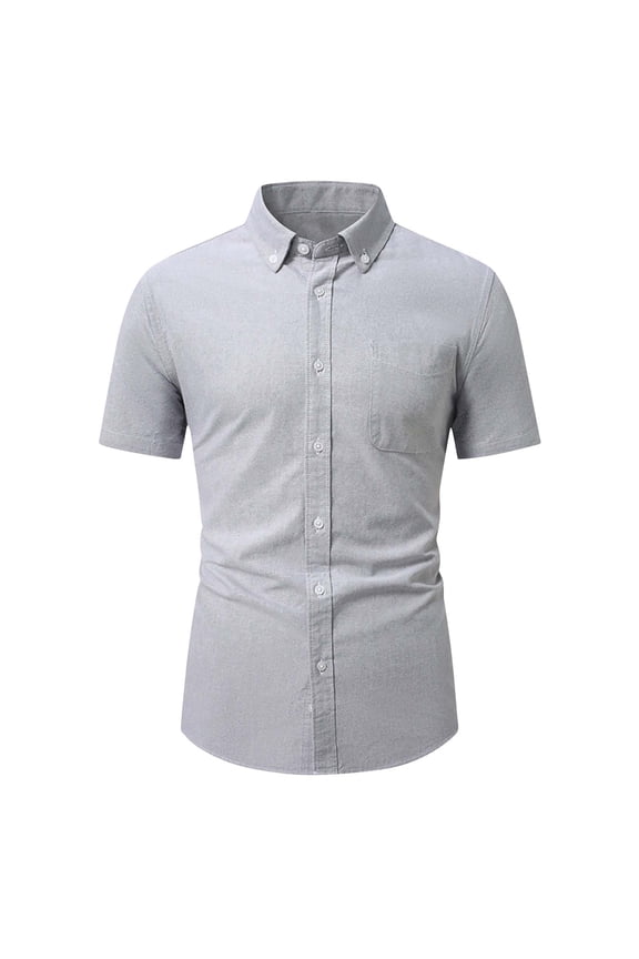 Men's Short Sleeve Oxford Shirt Regular Fit Button Down Collar Shirts with Pocket