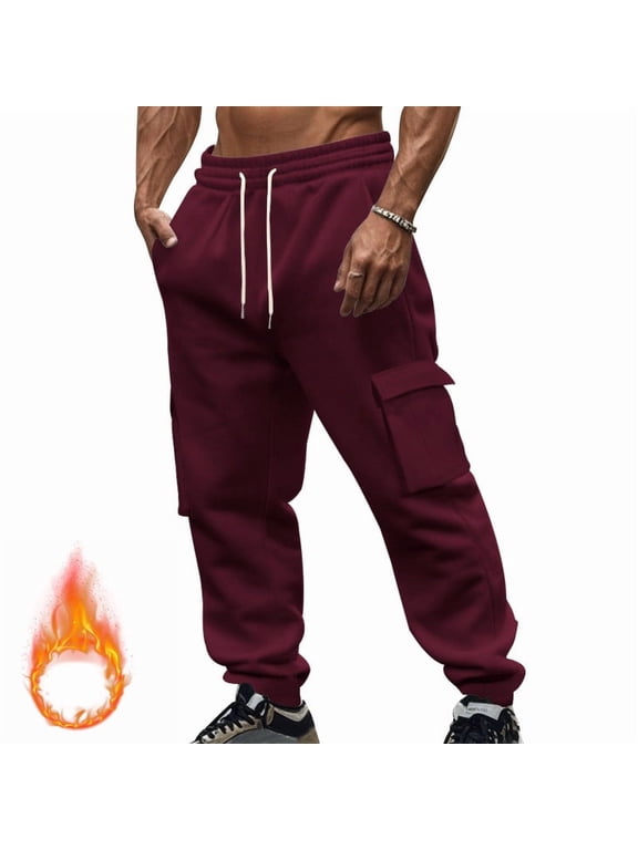 Men's Solid Color Cargo Pants Tactical Casual Heavyweight Elastic Waist Outfits Regular Fit Straight Leg Comfy Trousers