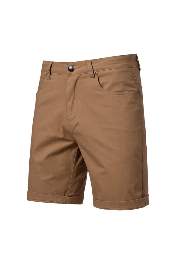 Men's Stretch Chino Shorts Summer Casual Solid Color Elastic Waist Short Loose Fit Knee Pants with Pockets