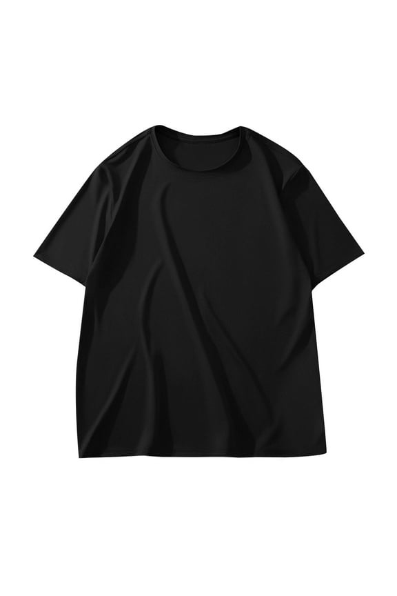 Men's Summer Short Sleeve Shirts Loose Fit Crewneck Solid Color T Shirts Moisture Wicking Gym Athletic Tee Shirts