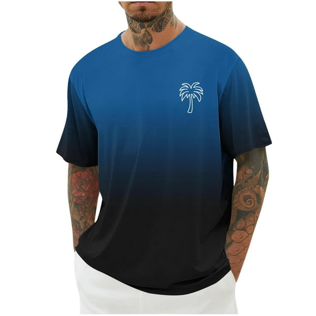 Generic Men's Summer T-Shirt Tropical Coconut Trees Printed Hawaiian ...