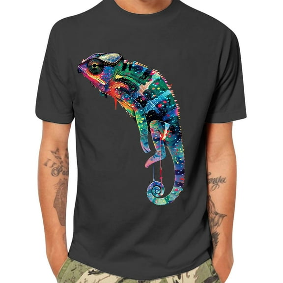 Generic Men's T-Shirt Short Sleeve Graphic Fashion Lizard Print Crew Neck Tee Tops Summer Casual Shirt