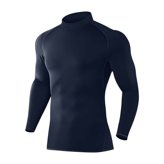Generic Men's Thermal Compression Shirts Mock Turtleneck Long Sleeve Fleece Lined Undershirt Base Layer Running T Shirt