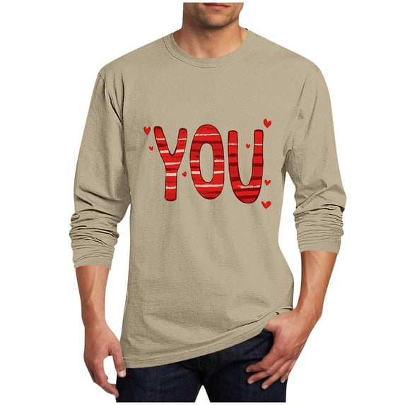 Generic Men's Trendy Valentines Day T-Shirt Cute Love Heart Graphic Basic Sweater Funny Crew Neck Muscle Pullover Tops
