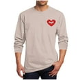 thumbnail image 1 of Generic Men's Valentine T-Shirt Heart Printed Round Neck Long Sleeve Loose Blouse Casual Holiday Athletic Fashion Pullover Tops, 1 of 4