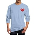 thumbnail image 1 of Generic Men's Valentine T-Shirt Heart Printed Round Neck Long Sleeve Loose Blouse Casual Holiday Athletic Fashion Pullover Tops, 1 of 4
