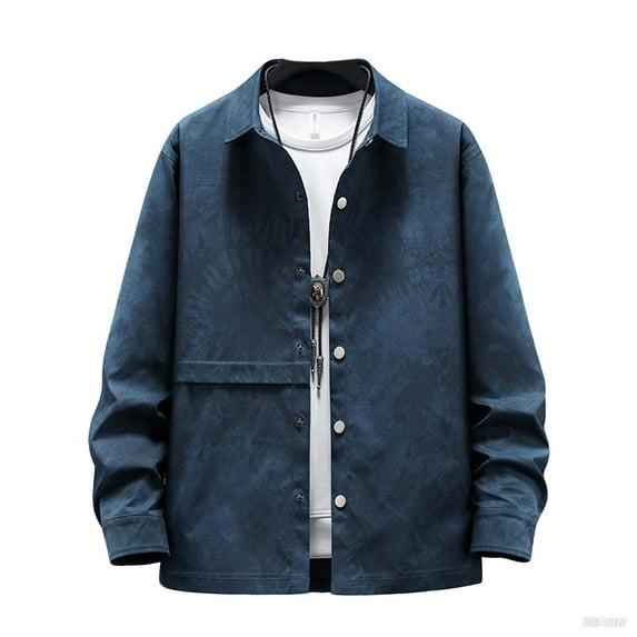 Generic Men's Vintage Suede Blazer Single Breasted Business Casual Faux Leather Sports Jacket Fall Button Down Tops