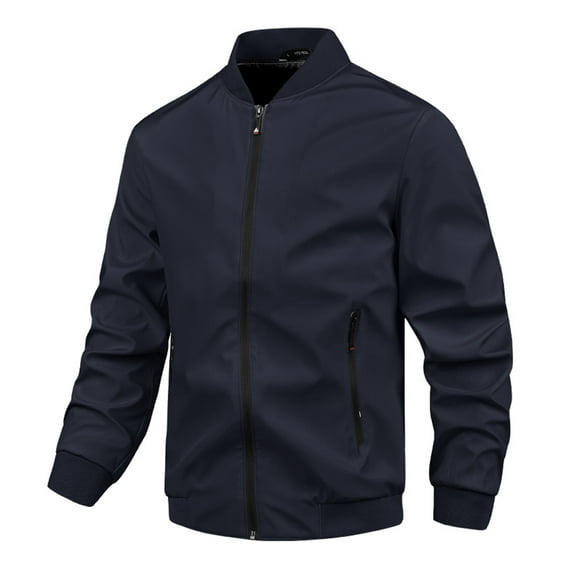 Generic Men's Windproof Bomber Jackets Lightweight Casual Zip Up Windbreaker Coat Fashion Fall Winter Coats with Pockets