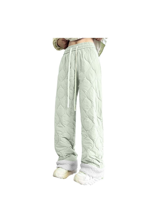 Men's Winter Down Pants Straight Leg Warm Lightweight Snow Puffer Pants Winter Insulated Trousers with Pockets