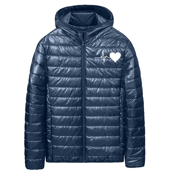 Generic Men's Winter Puffer Jacket Lightweight Packable Zip Up Warm Quilted Coat Hooded Soft Down Jacket Outerwear