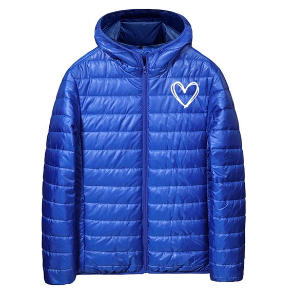 Generic Men's Winter Puffer Jacket Lightweight Packable Zip Up Warm Quilted Coat Hooded Soft Down Jacket Outerwear
