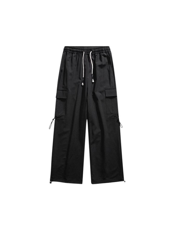Mens Baggy Straight Cargo Pants Outdoor Hiking Sports Sweatpants Work Casual Trousers with Multi Pockets