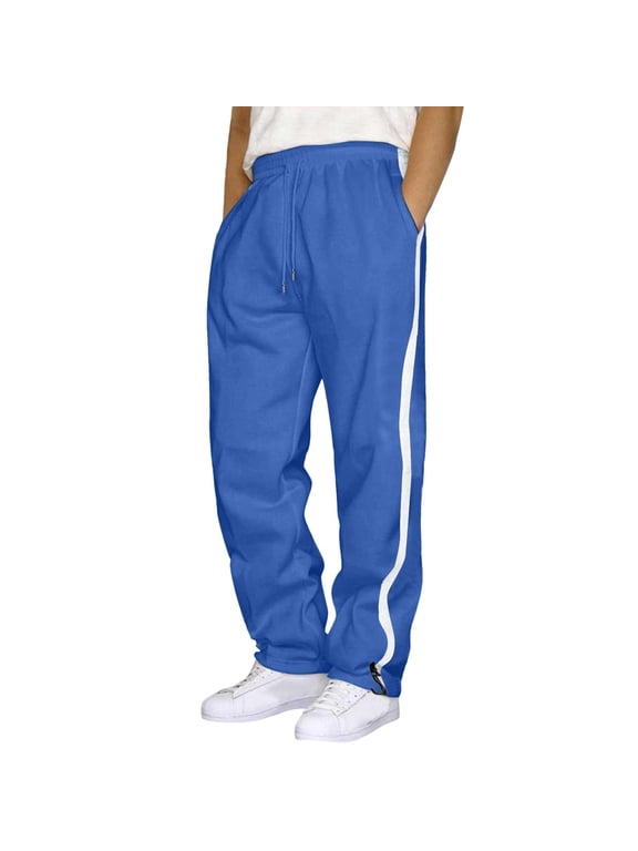 Mens Baggy Sweatpants Athletic Workout Cargo Pants Casual Wide Leg Open Bottom Straight Leg Joggers with Pockets