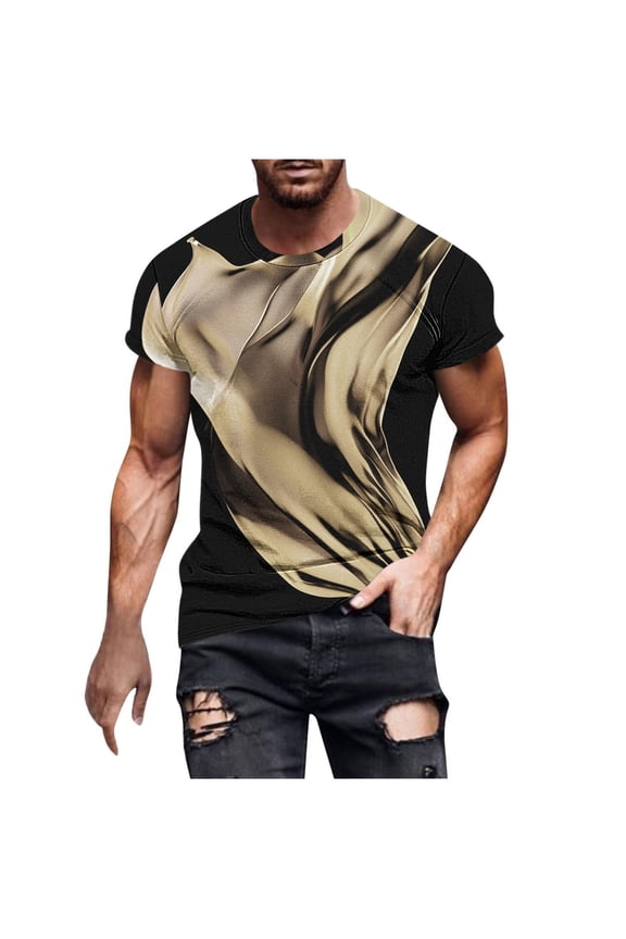 Mens Big and Tall Shirt Casual Short Sleeve Flame Printed Tee Shirts Casual Loose Crewneck Pullover Trendy Tops