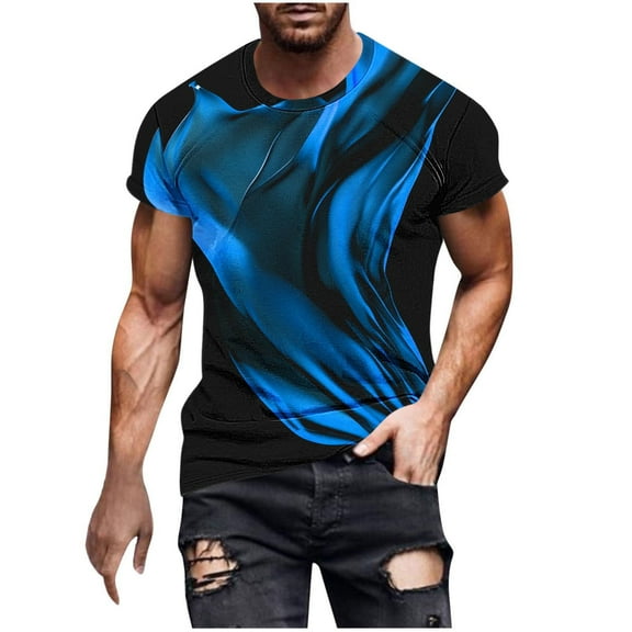Generic Mens Big and Tall Shirt Casual Short Sleeve Flame Printed Tee Shirts Casual Loose Crewneck Pullover Trendy Tops