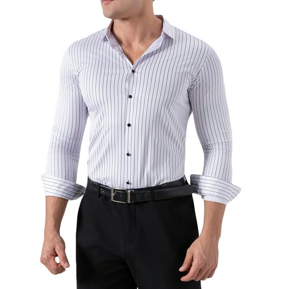 Generic Mens Button Down Shirts Wrinkle Free 4-Way Stretch Print Long Sleeve Hippie Business Casual Beach T-Shirts