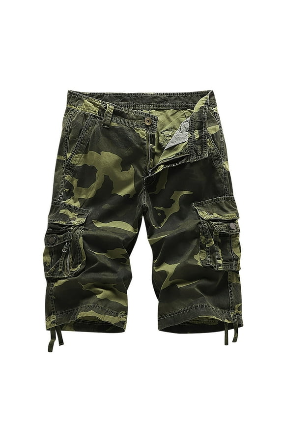 Mens Cargo Shorts Cotton Relaxed Fit Camouflage Camo Cargo Short