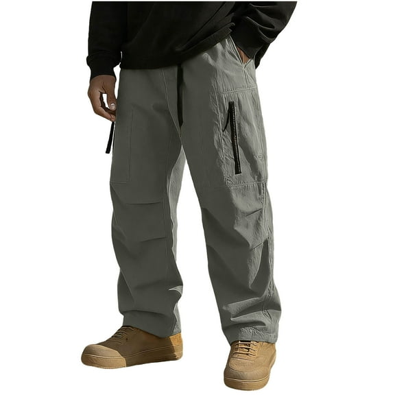 Generic Mens Cargo Work Pants Elastic Waist Hiking Pants Plus Size Athletic Joggers Outdoor Tactical Pant with Multi Pockets