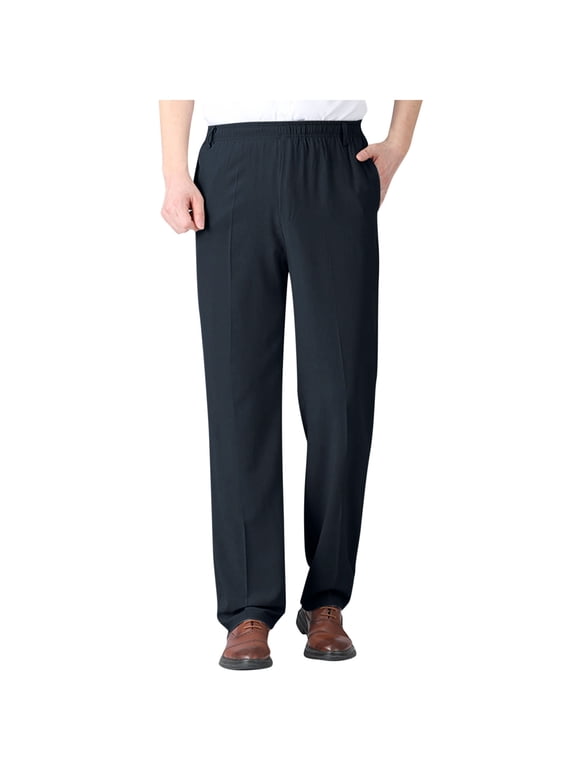 Mens Casual Dress Pants Elastic Waist Lightweight Loose Fit Pleated Slacks Summer Beach Yoga Trousers