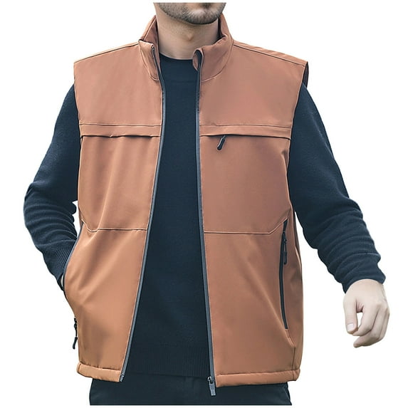 Generic Mens Casual Outdoor Puffer Vest Quilted Outerwear Winter Warm Down Puffy Vests Lightweight Casual Slim Jacket