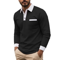 Generic Mens Casual Polo Shirts Casual Long Sleeve Button Golf Slim Fit Shirt Classic Spring Fall Collared Stylish Tops