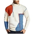 thumbnail image 1 of Generic Mens Casual Sweaters Crew Neck Long Sleeve Colorblock Patchwork Sweater Cable Knitted Pullover Warm Winter Outwear, 1 of 6