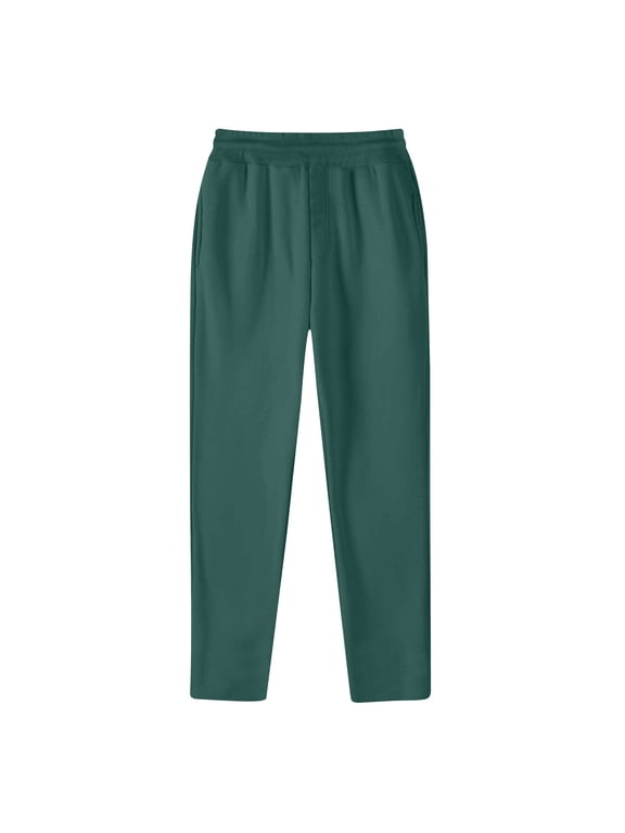 Mens Casual Sweatpants Lightweight Fleece Open Bottom Joggers Elastic Waisted Solid Trousers Gym Workout Pants