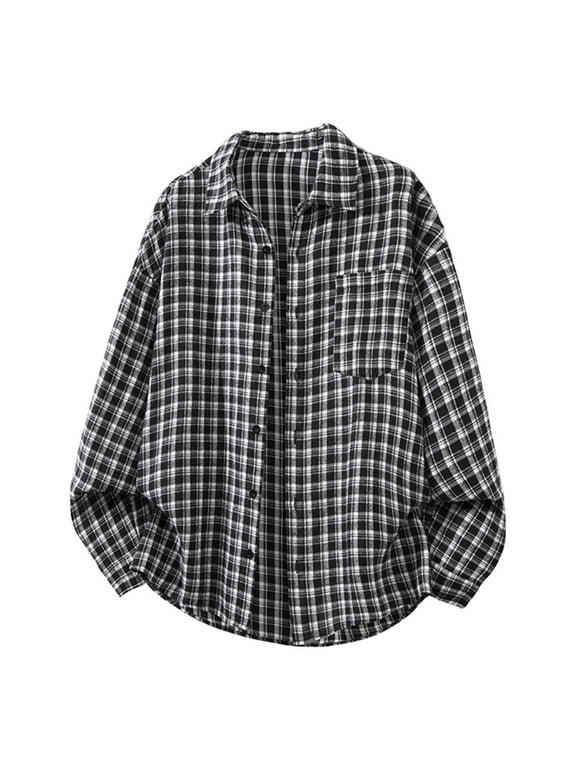 Mens Checkered Shirts Formal Casual Plaid Chambray Shirt Fall Transitional Weather Shirts Jacket with Pockets