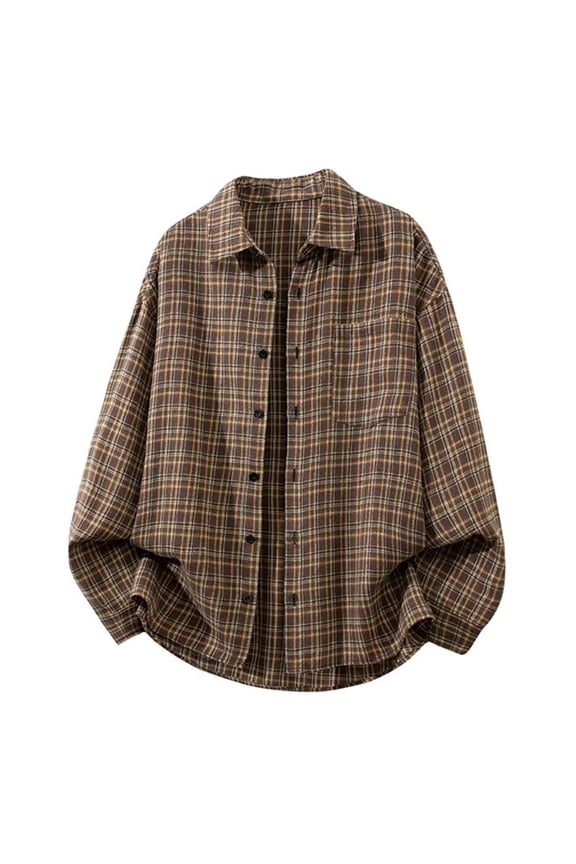 Mens Checkered Shirts Formal Casual Plaid Chambray Shirt Fall Transitional Weather Shirts Jacket with Pockets
