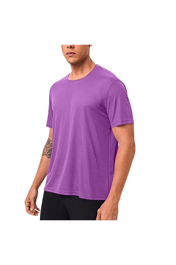 Mens Classic Basic Tee Shirts Casual Short Sleeve Curved Hem Lightweight Moisture Wicking Crewneck T-Shirts
