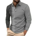 thumbnail image 1 of Generic Mens Color Block Long Sleeve T Shirt Half Button Striped Tee Pullover Basic Lapel Collar Business Fashion Blouse Tops, 1 of 4