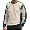 thumbnail image 1 of Generic Mens Color Block Sweatshirt Fashion Crewneck Long Sleeve Fleece Casual Ribbed Patchwork Fall Pullover Tops, 1 of 7