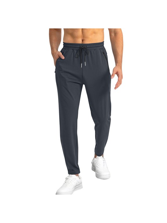 Mens Elastic Waist Hiking Pants Water Resistant Quick-Dry Lightweight Athletic Trousers Outdoor Sweatpants with Pocket