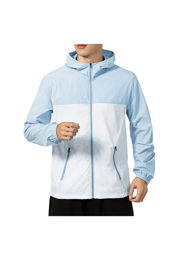 Mens Fashion Color Block Jackets Lightweight Windbreaker Outdoor Athletic Golf Windbreaker Coats with Zip Pockets