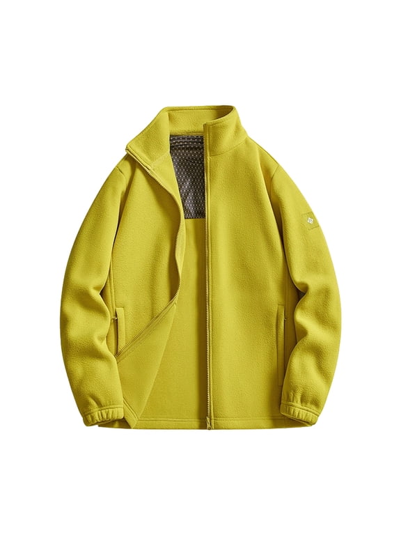 Mens Fleece Jackets Oversize Sherpa Lightweight Solid Color Jackets Loose Fit Trendy Fuzzy Coat Fall Winter Outwear