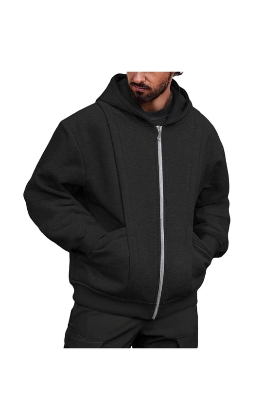 Mens Fleece Sweatshirts Full Zip up Drawstring Hoodies Casual Long Sleeve Athletic Pullovers with Pockets 2026 Trendy