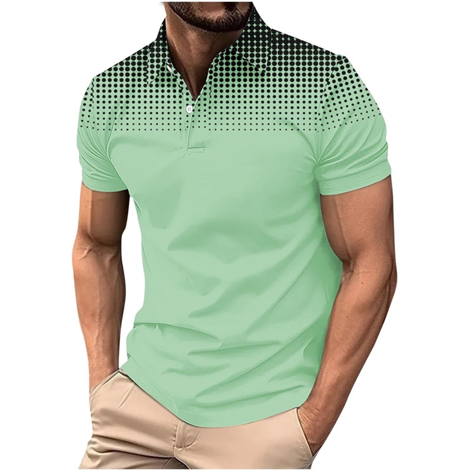 Generic Mens Gradient Color Golf Shirt Casual Stretchy Short Sleeve ...