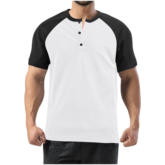 Generic Mens Jersey Baseball Raglan T-Shirts Color Block Short Sleeve Exercise Casual Shirts Button Up Crewneck Classic Tops