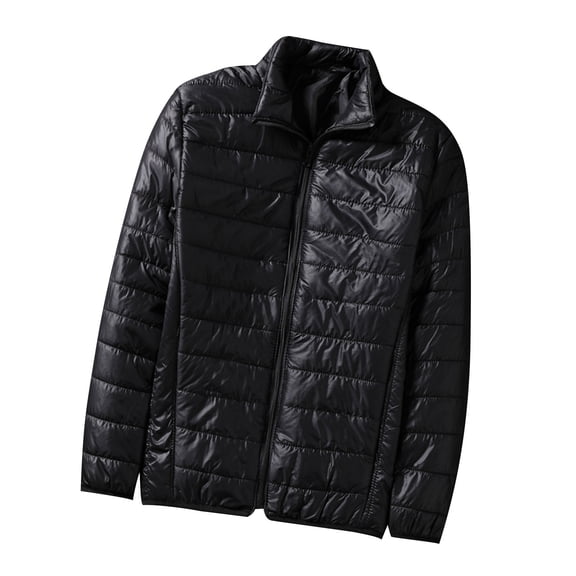 Generic Mens Lightweight Down Jacket Shiny Packable Puffer Jacket Warm Insulated Padded Bubble Winter Coats Outwear with Hood