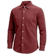 thumbnail image 1 of Generic Mens Long Sleeve Waffle Shirts Casual Solid Color Button Long Sleeve Shirt Stretch Business Work Collared Tee Tops, 1 of 5