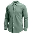 thumbnail image 1 of Generic Mens Long Sleeve Waffle Shirts Casual Solid Color Button Long Sleeve Shirt Stretch Business Work Collared Tee Tops, 1 of 5