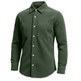 thumbnail image 1 of Generic Mens Long Sleeve Waffle Shirts Casual Solid Color Button Long Sleeve Shirt Stretch Business Work Collared Tee Tops, 1 of 5