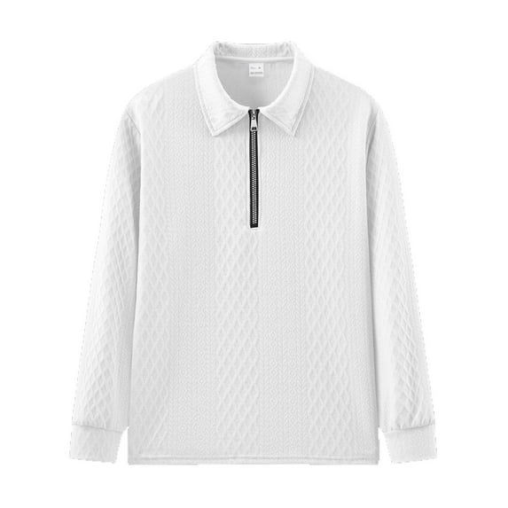 Generic Mens Quarter Zip Sweatshirt Jacket Quarter Zip Mock Neck Long Sleeve Casual Stand Collar Jacquard Pullover Tops