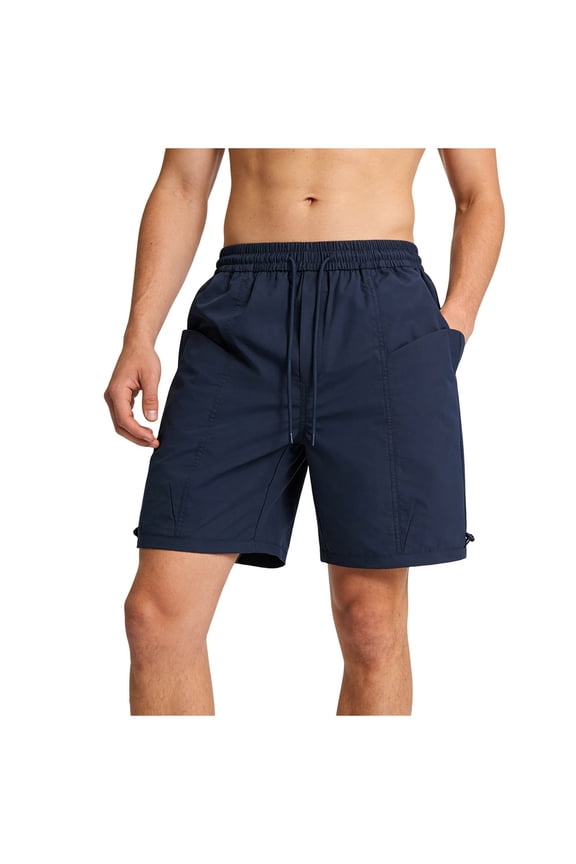 Mens Relaxed Fit Shorts Casual Elastic Waist Drawstring Shorts Big and Tall Beach Summer Short Pants with Pockets