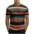 thumbnail image 1 of Generic Mens Shirts Striped Crewneck Short Sleeve Soft Elastic Cotton Basic Pullover Stripe tee Shirt, 1 of 3