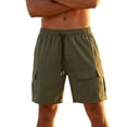 thumbnail image 1 of Generic Mens Solid Color Cargo Shorts Casual Lightweight Stretch Hiking Short Elastic Waist Drawstring with Multipockets, 1 of 7