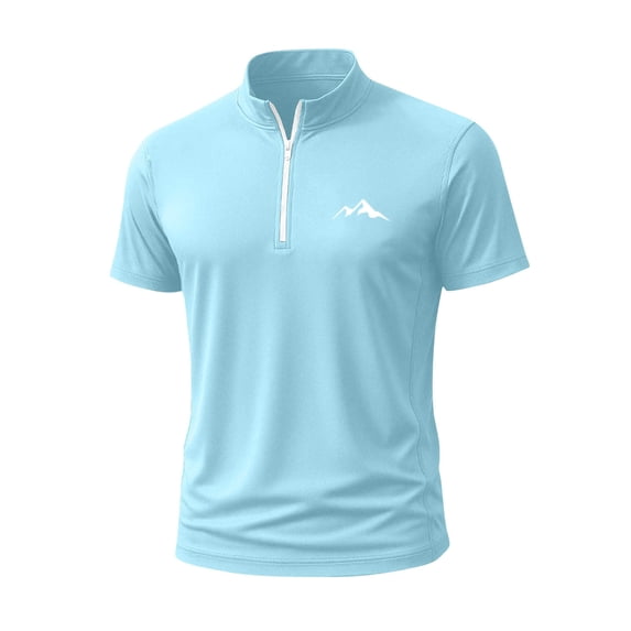 Generic Mens Sport Muscle Shirts Casual Short Sleeve Zip Up Athletic Workout Fitness Tshirt Lightweight Basic Train Gym Tees