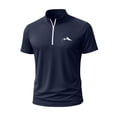 thumbnail image 1 of Generic Mens Sport Muscle Shirts Casual Short Sleeve Zip Up Athletic Workout Fitness Tshirt Lightweight Basic Train Gym Tees, 1 of 4