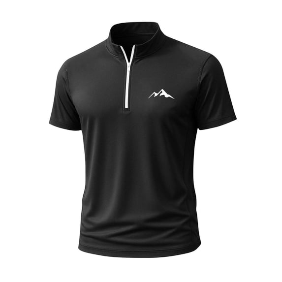 Generic Mens Sport Muscle Shirts Casual Short Sleeve Zip Up Athletic Workout Fitness Tshirt Lightweight Basic Train Gym Tees
